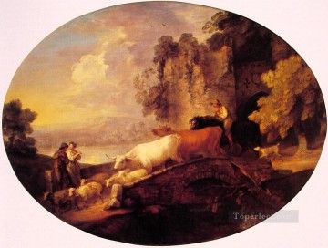 Thomas Gainsborough Painting - River Landscape with Rustic Lovers Thomas Gainsborough